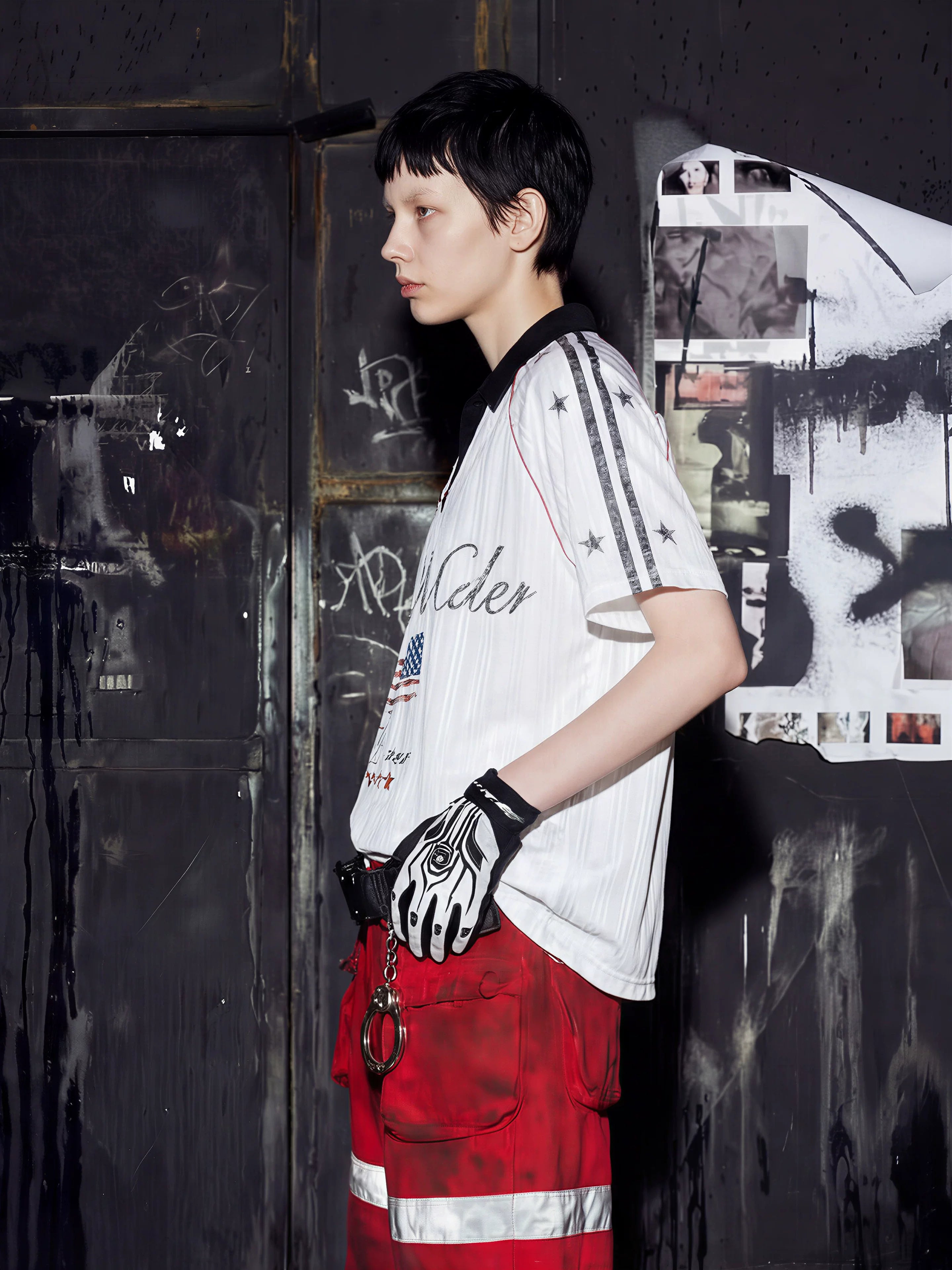 Black White Contrast Football Jersey Tee