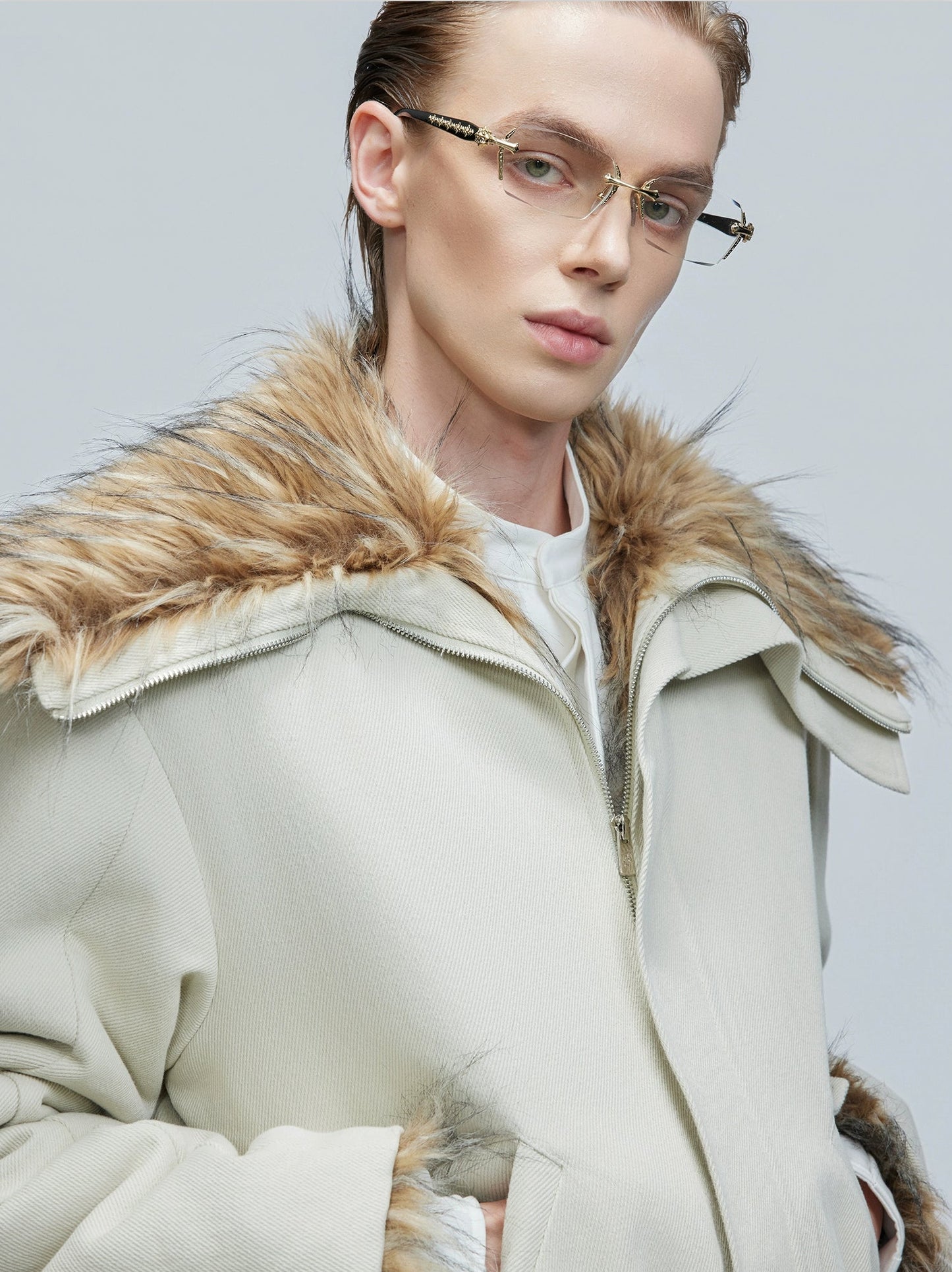 【25s Nov.】Washed Fur Collar Plush and Thickened Cotton Jacket