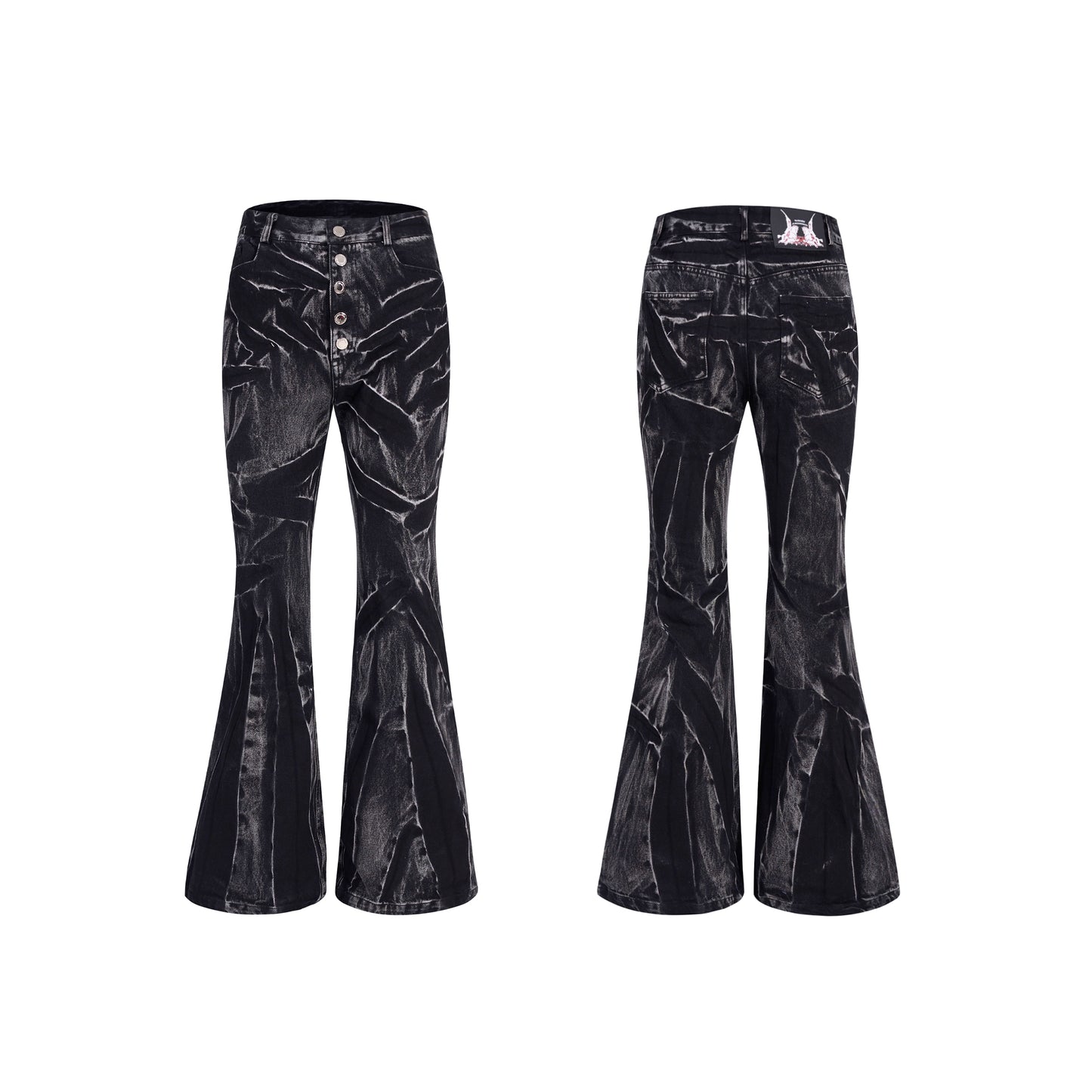 【25s Oct.】Water Ripple Dark Style Distressed Jeans