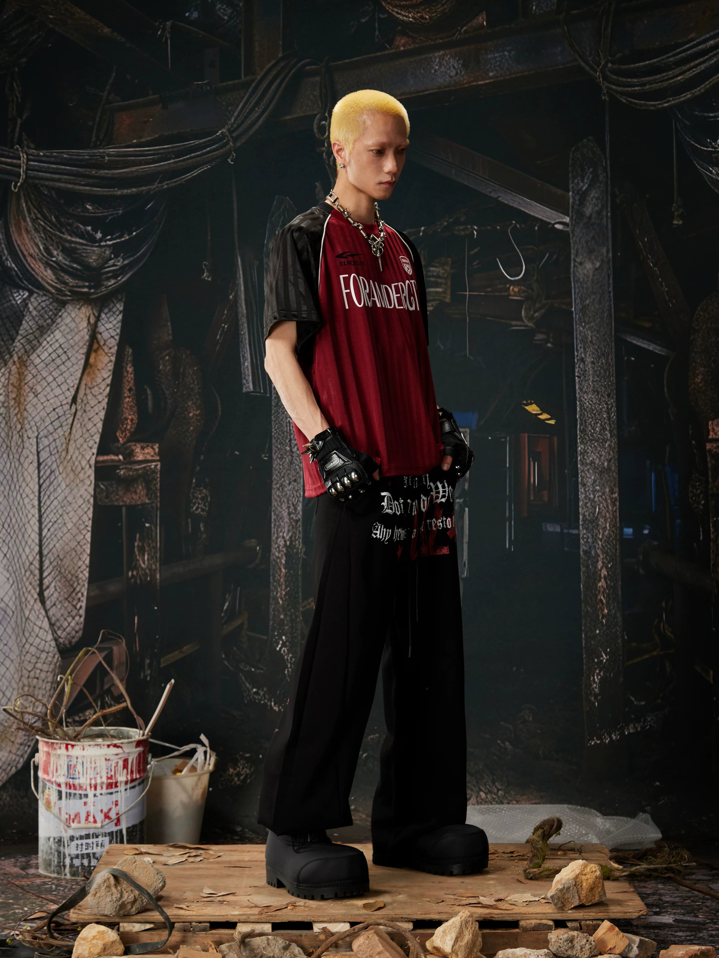 Red Black Contrast Jersey Tee