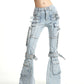 【25s Sep.】Light Blue Faded Flare Wide-Leg Jeans