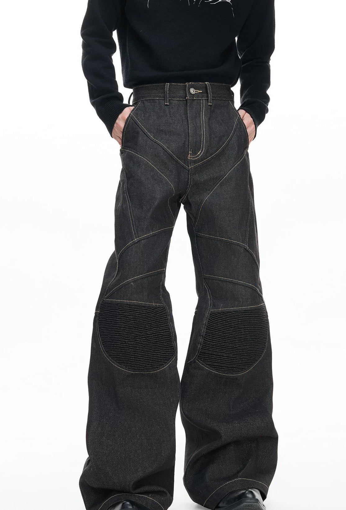 【26s Jan.】Hand-Stitched 14.5oz Raw Denim Knee-Panel Jeans