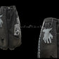 【25s Aug.】Black Striped Distressed Denim Shorts with Patch Details