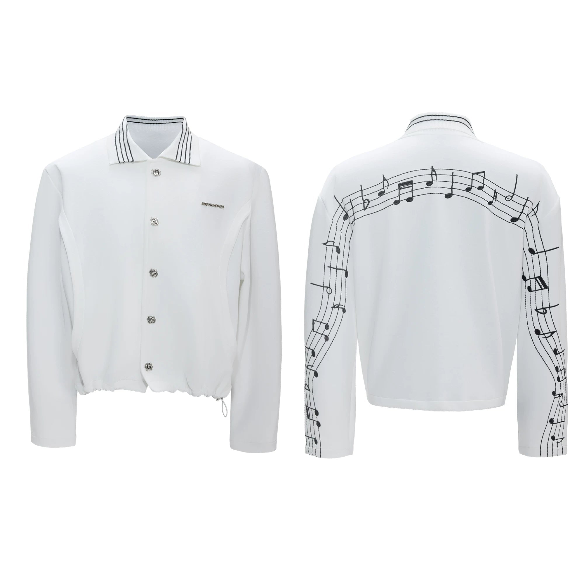 【26s May】Embroidered Music Note Structured Hoodie Set