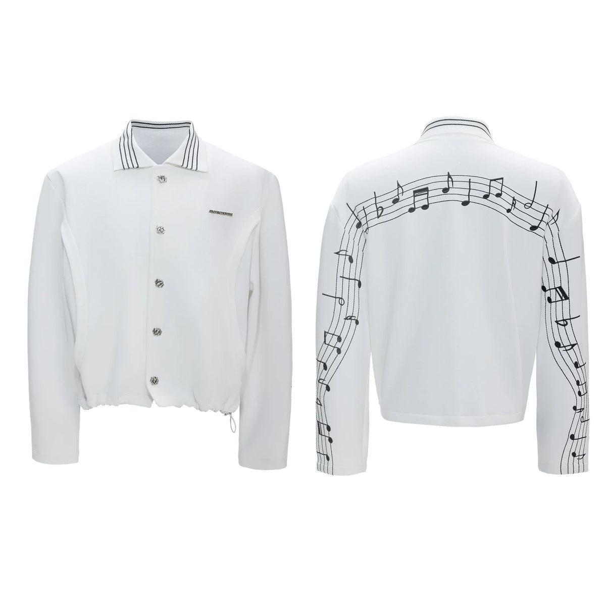 【26s May】Embroidered Music Note Structured Hoodie Set