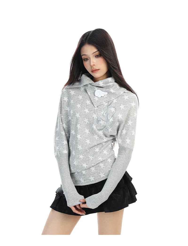 【26s Feb.】Asymmetric Printed Long-Sleeve T-Shirt