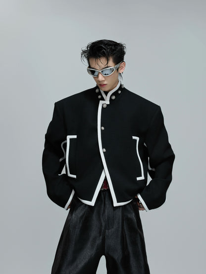 【25s Nov.】Exposed Stitching Deconstructed Color-blocked Jacket