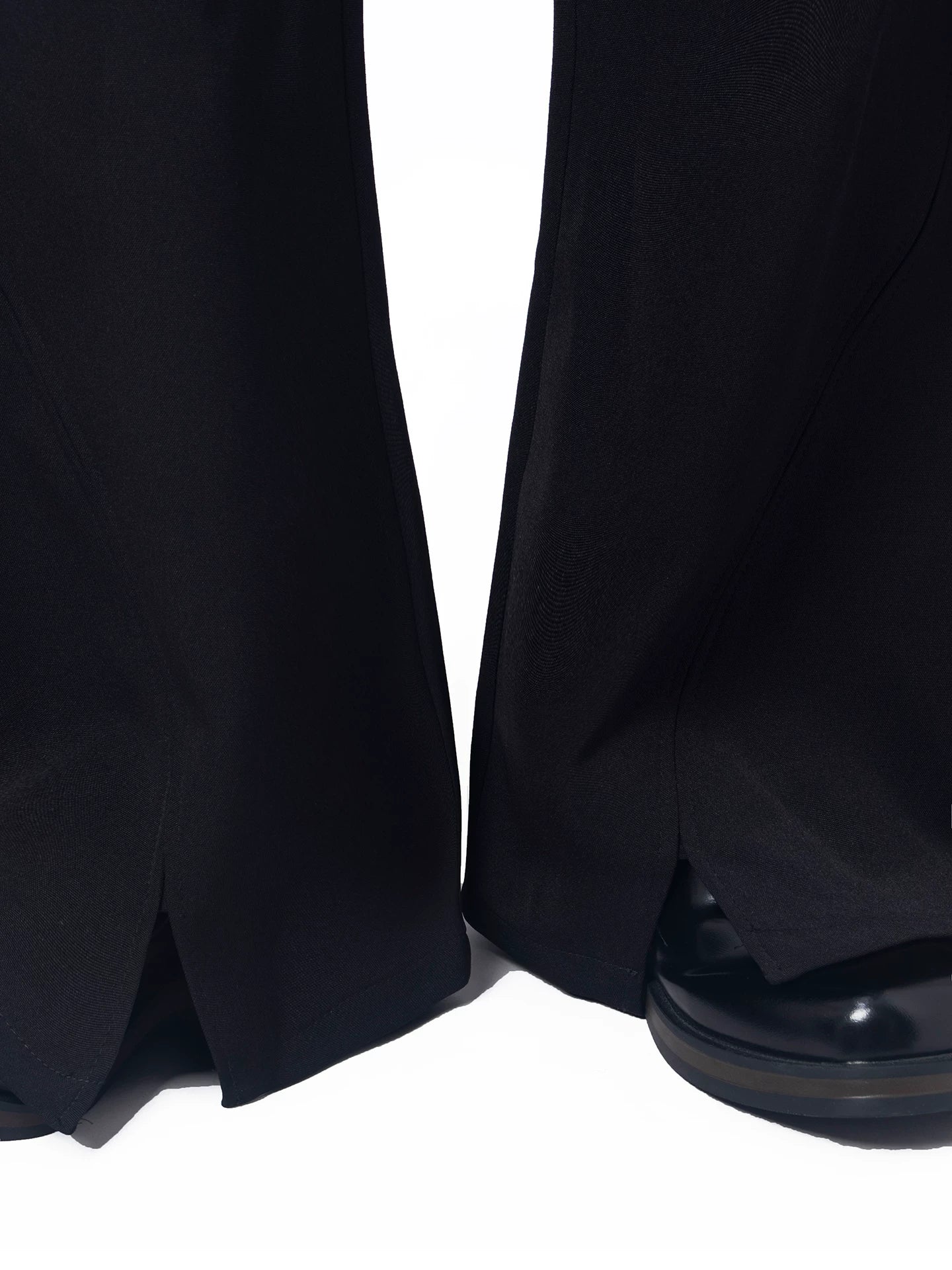 【26s May.】Layered Curved Wide-Leg Black Pants
