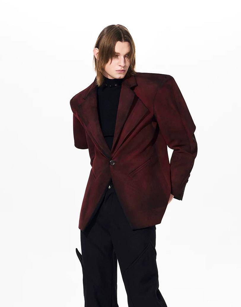 【26s Feb.】Layered Faux Suede Paint-Splatter Blazer