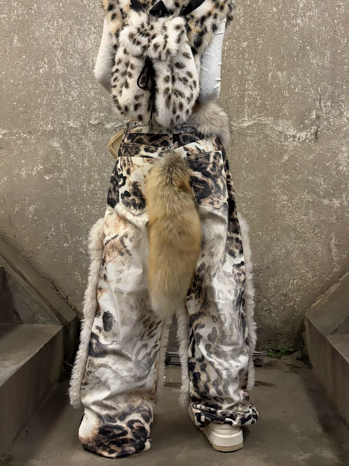 【25s Nov.】Leopard Print Plush Patchwork Jeans