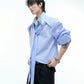 【25s Aug.】Diamond-embellished Ribbon-trimmed Shirt