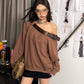 【25s Sep.】Belt with Off-shoulder Lazy Style Sweatshirt