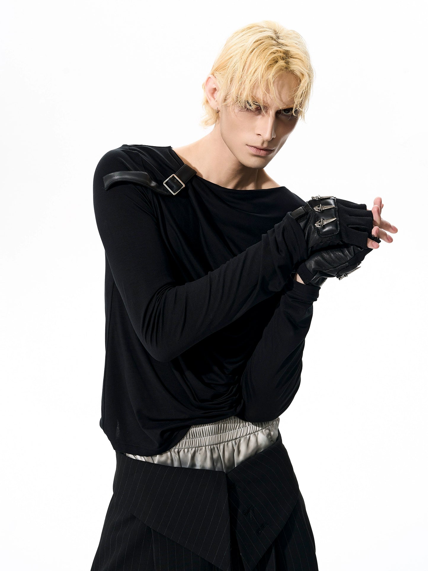 【25s Oct.】Pleated Leather Long-sleeved Bottoming Shirt