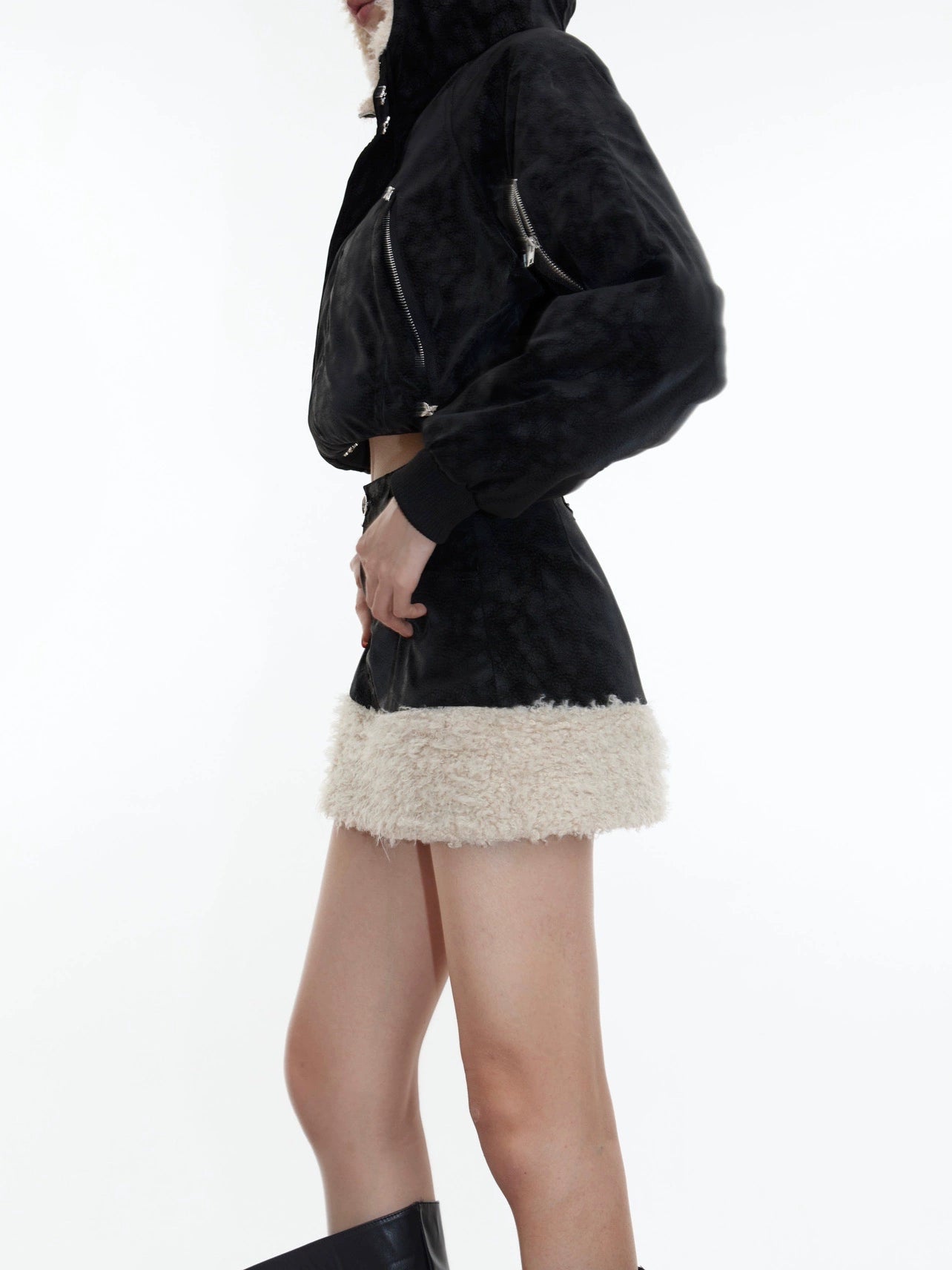 【23s November.】Retro Sherpa Short Coat and Skirt Two-piece Set