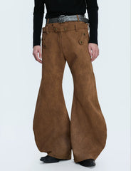 【26s Jan.】Retro Suede Double-layer Curved Trousers
