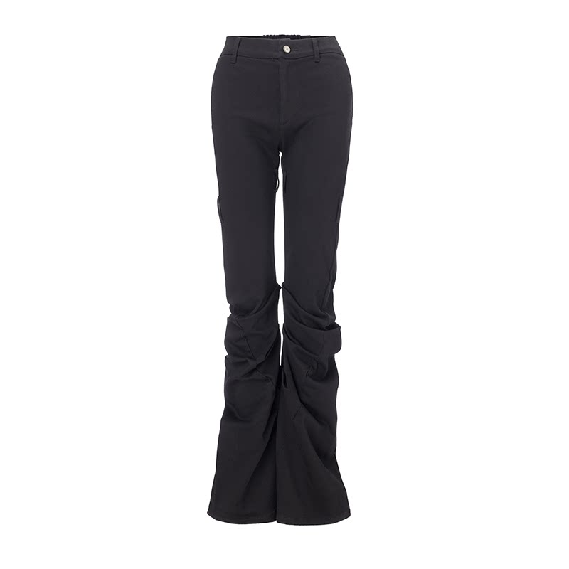 Wing-print Pleated Slim-fit High-stretch Jeans