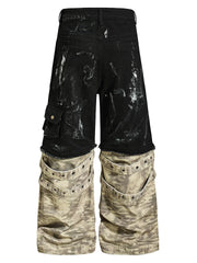 【26s May.】Paint Splatter Patchwork Camo Wide Cargo Pants