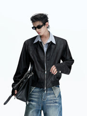 Pearlescent Striped Layered Shirt Jacket