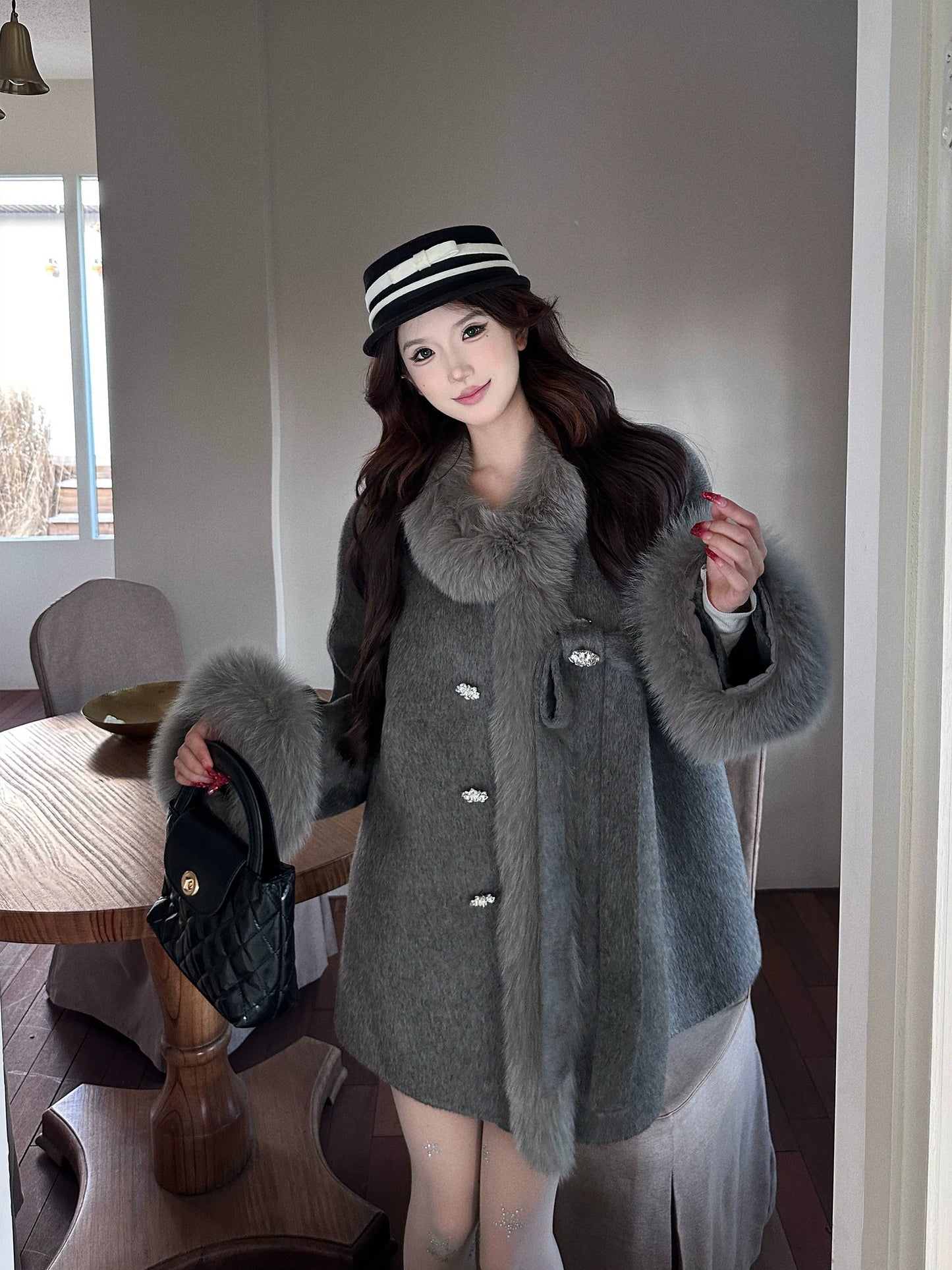 【25s Feb.】Elegant Wool Cape Winter Coat