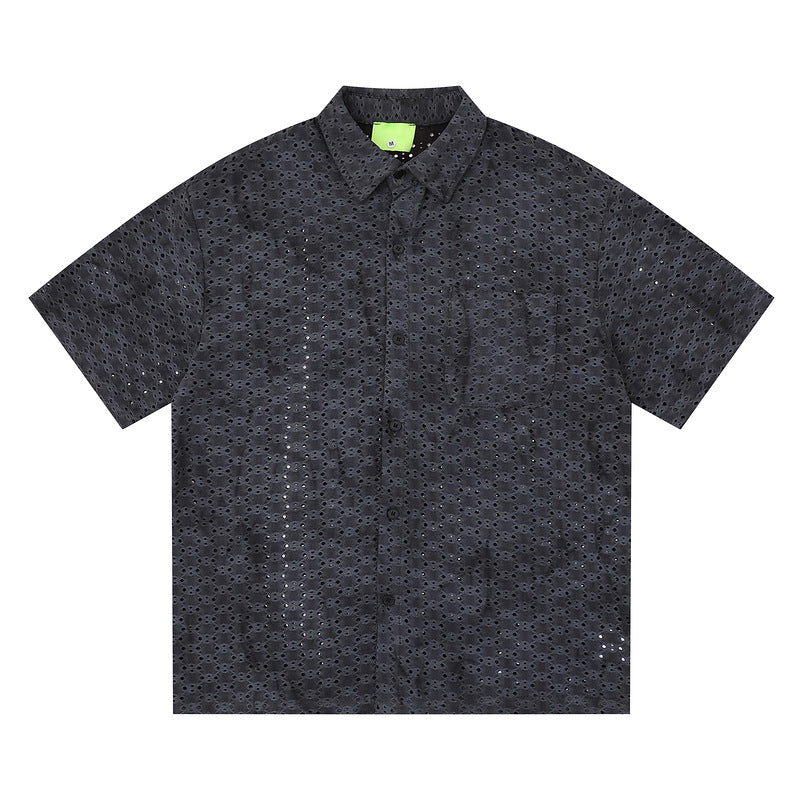 Distressed Tie-Dye Texture Short Sleeve Shirt