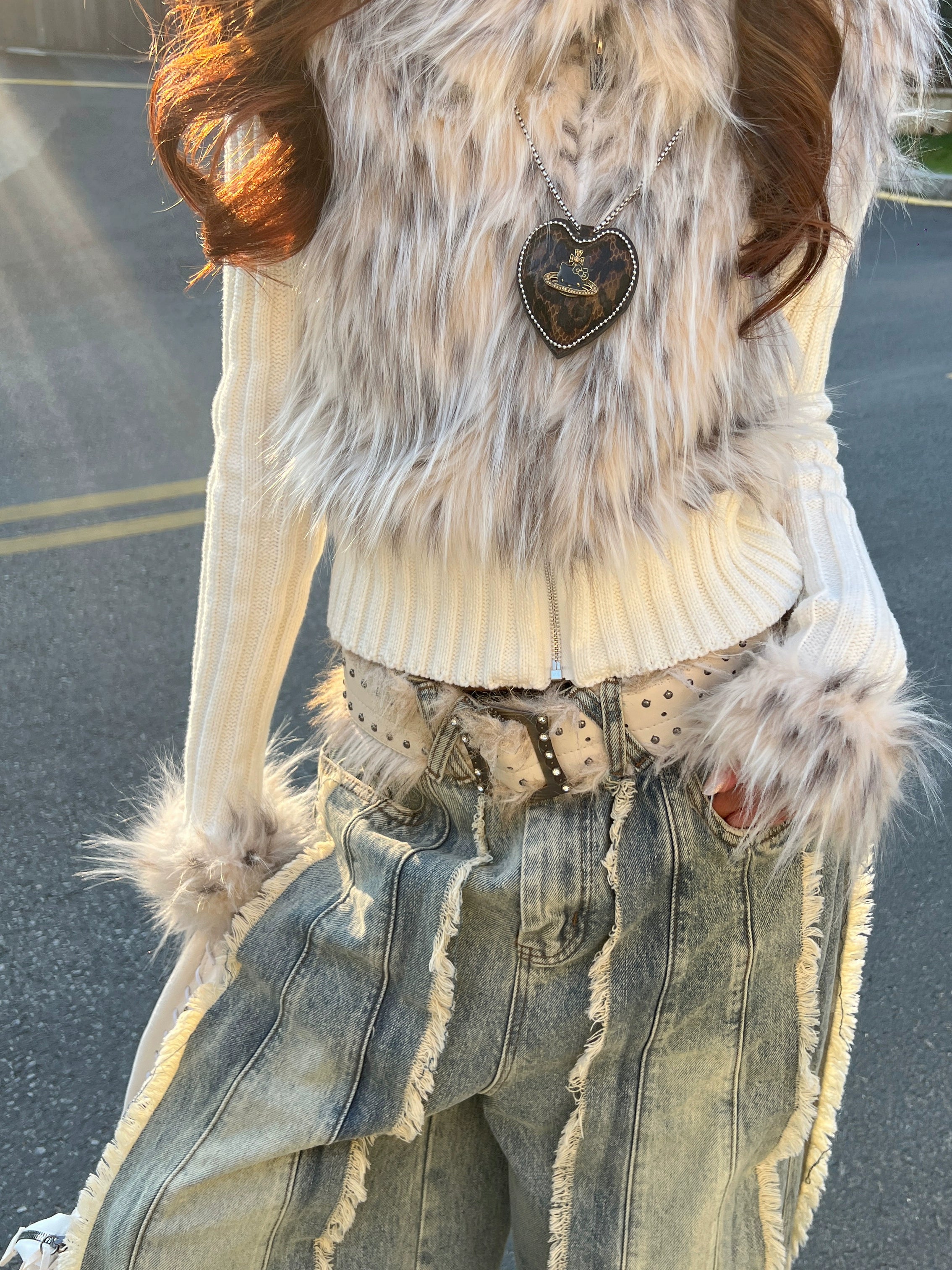 【25s Dec.】Leopard Print Plush Patchwork Knit Sweater