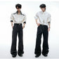 【25s Aug.】Pleated Red Lip Print Flared Trousers