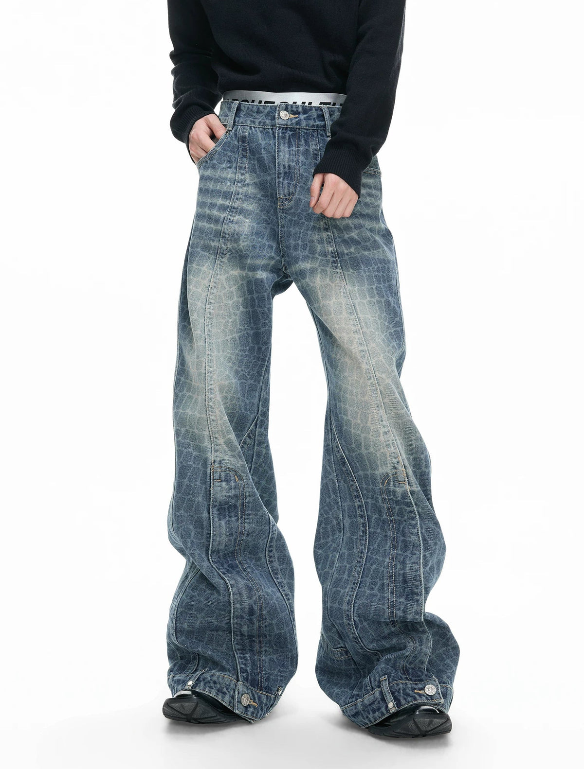 【26s Feb.】Vintage Cracked Texture Washed Straight-Leg Denim Pants