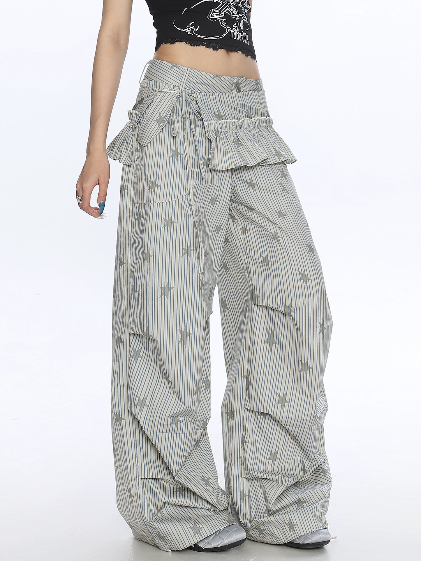 【25s Nov.】Striped Star Print Cargo Pants