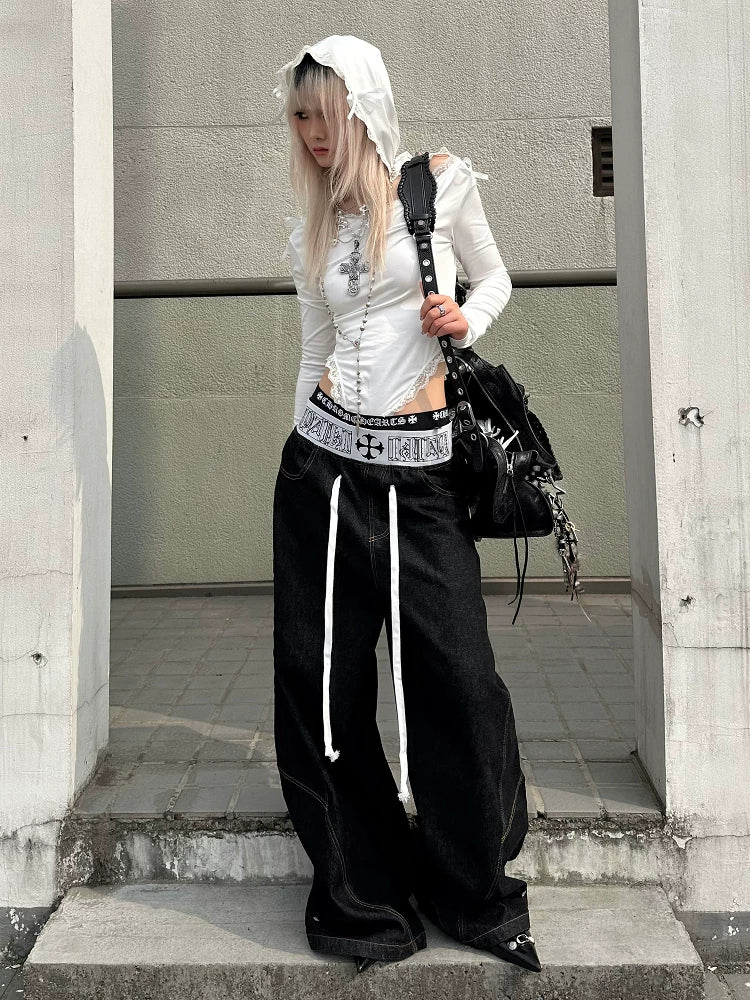 【26s Jan.】Boxing Velvet Curved Wide-Leg Denim Pants