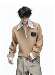 Layered Shirt Knit Sweater