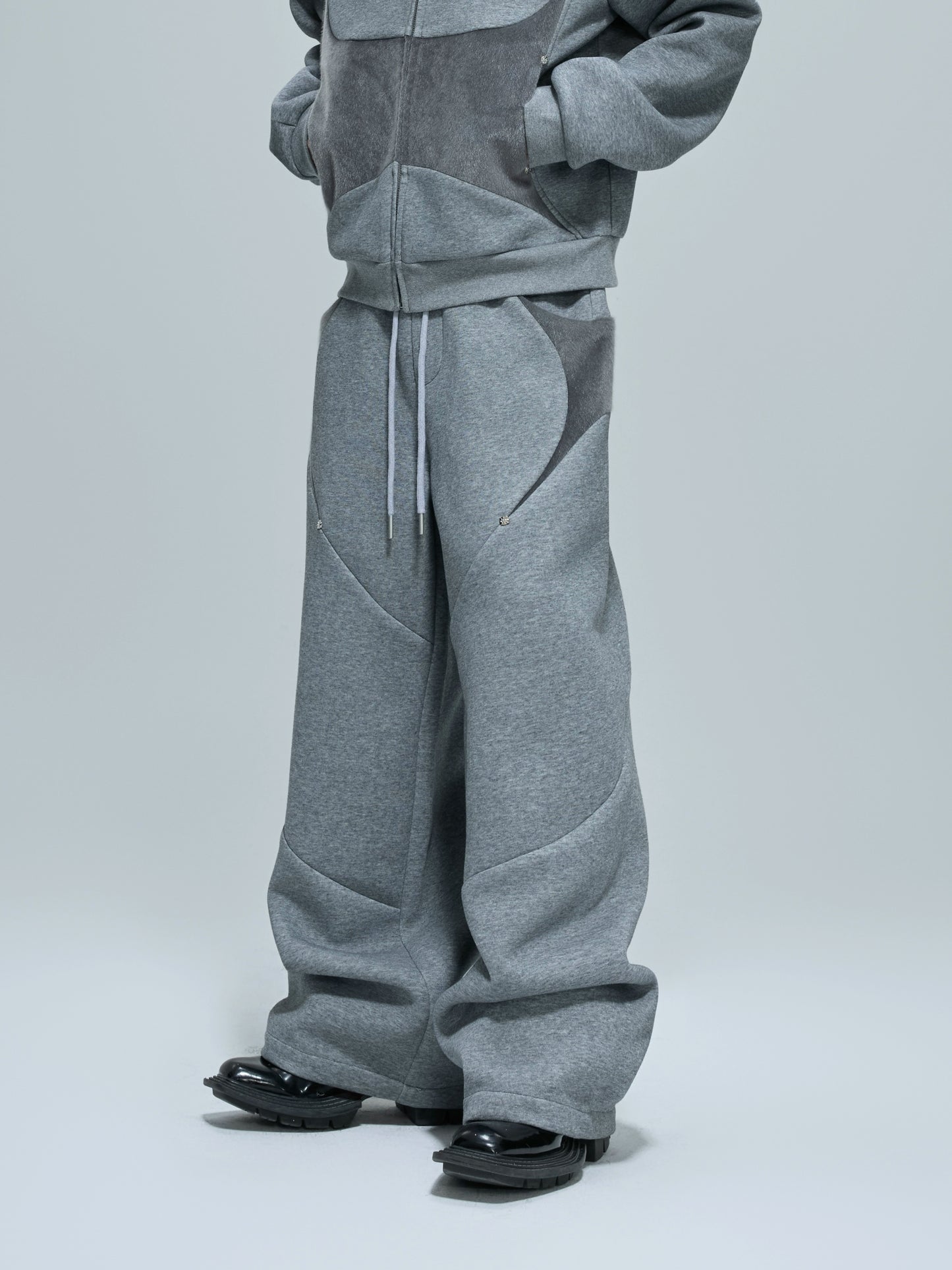 【25s Oct.】Hooded Cropped Mohair Patchwork Hooide/Pants
