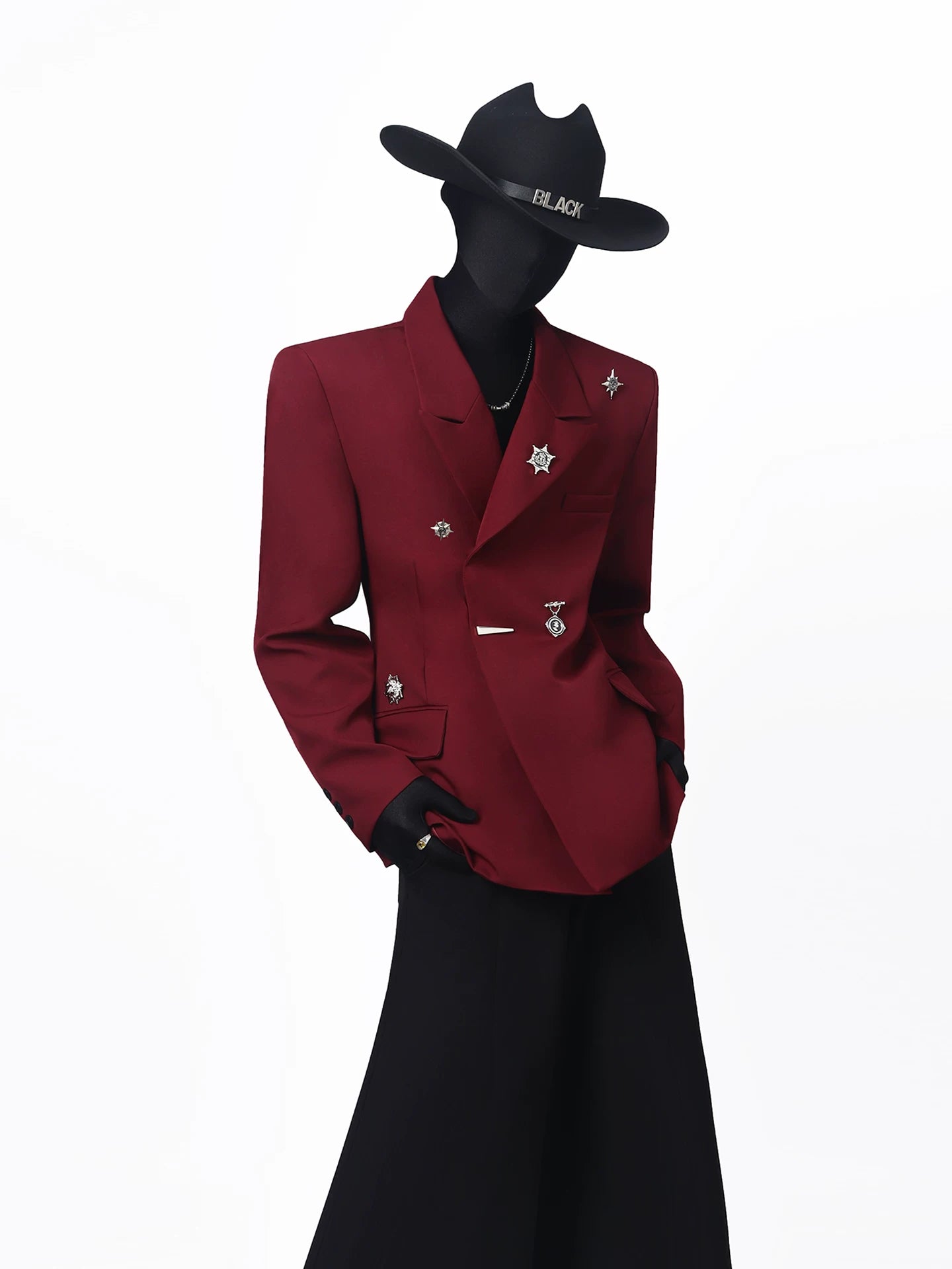 【26s Apr.】Metal-Embellished Waist-Defining Blazer