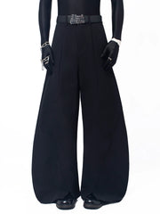 【26s May.】Layered Curved Wide-Leg Black Pants