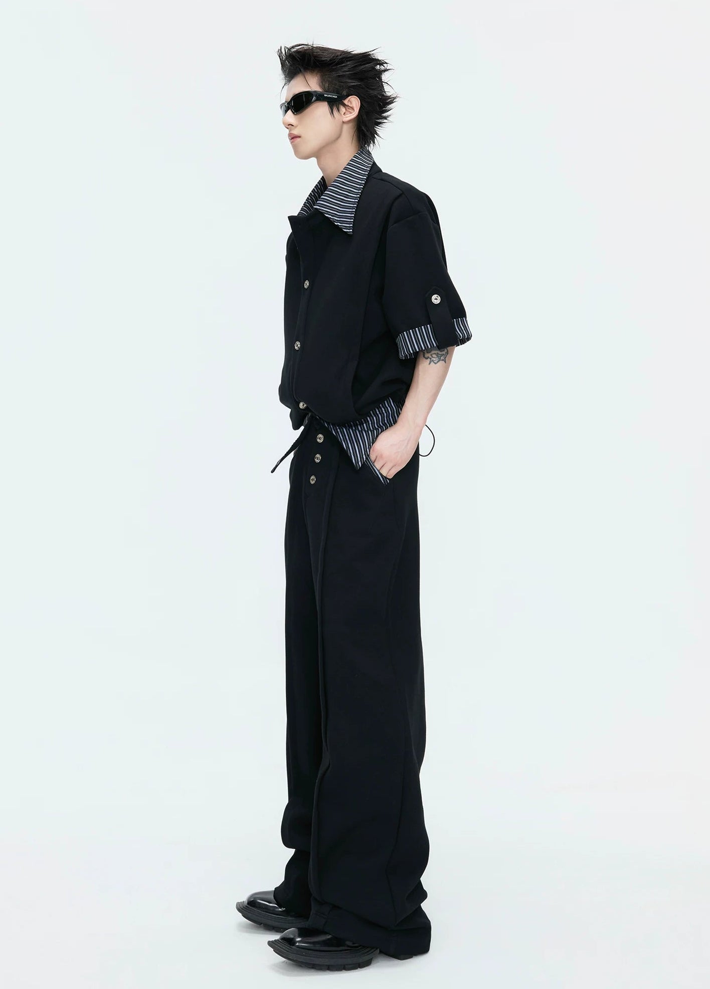 【26s May】Striped Layered Cardigan Tee Set