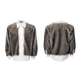 【25s Oct.】Faux Fur Patchwork Design Plush Warm Shirt