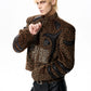 【25s Oct.】Leopard Print Leather and Rhinestone Stand Collar Jacket