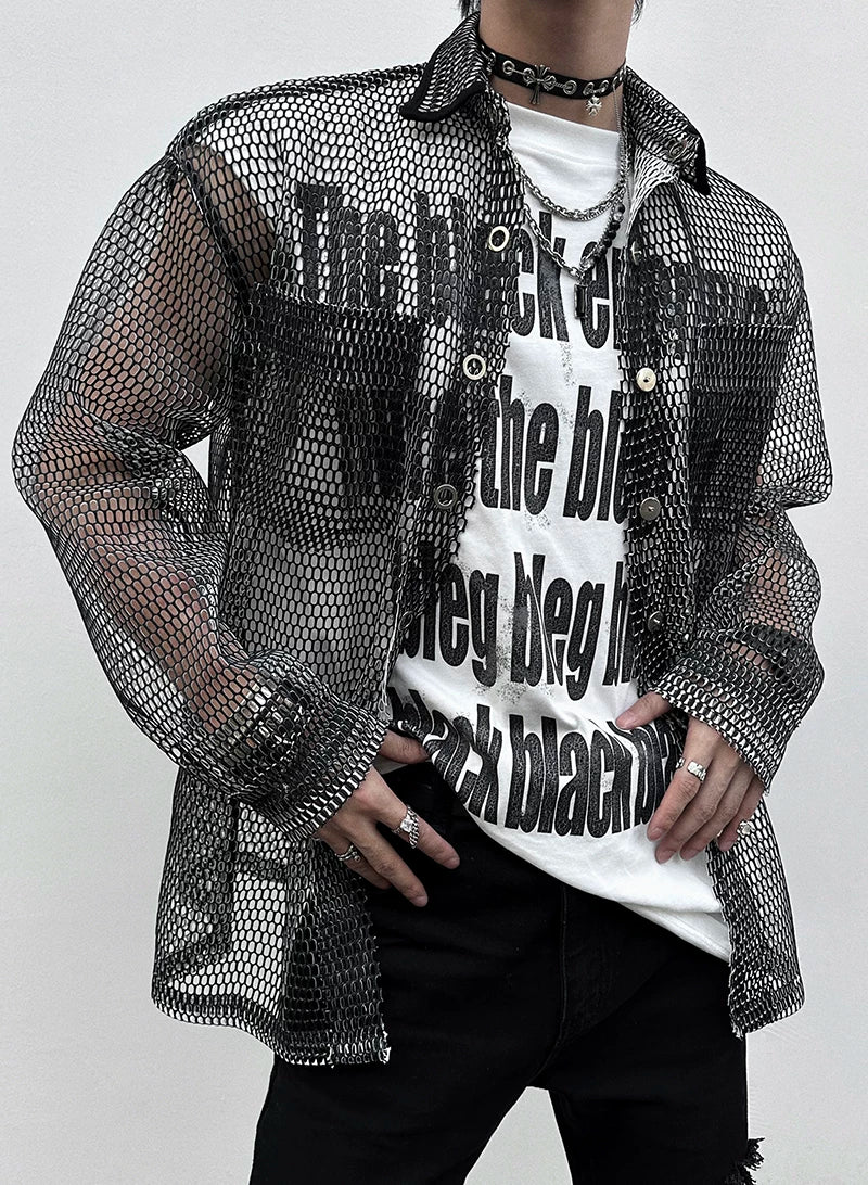 【26s Jan.】Sheer Mesh Korean-Style Casual Shirt