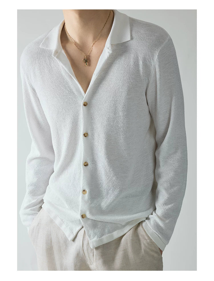King's Gift Linen Blend Knit Cardigan