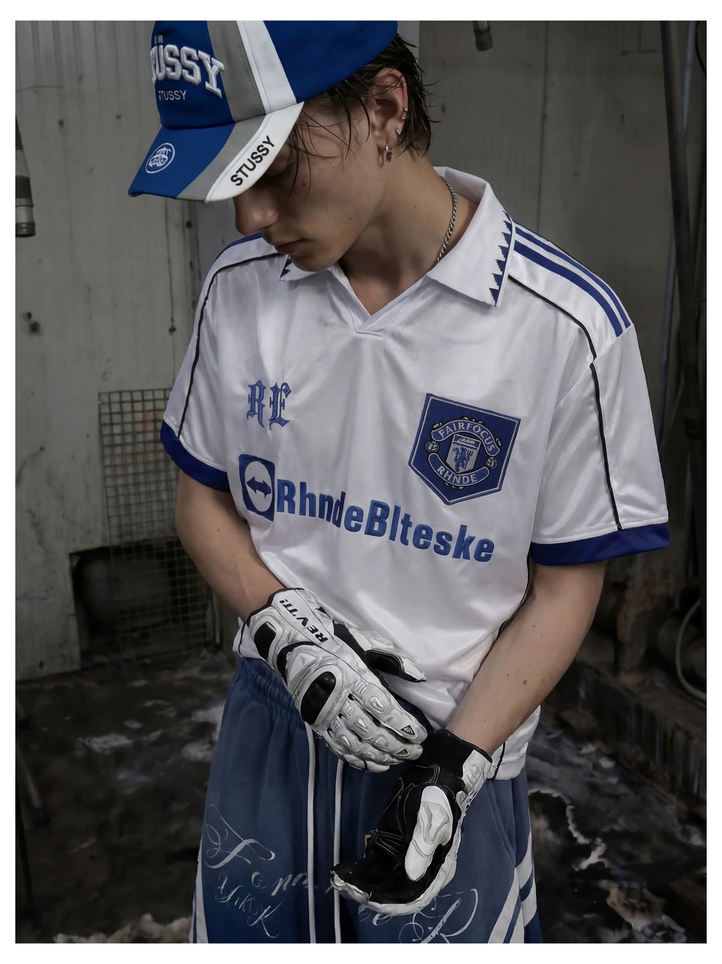 All-over Embroidered V-Neck Jersey Tee