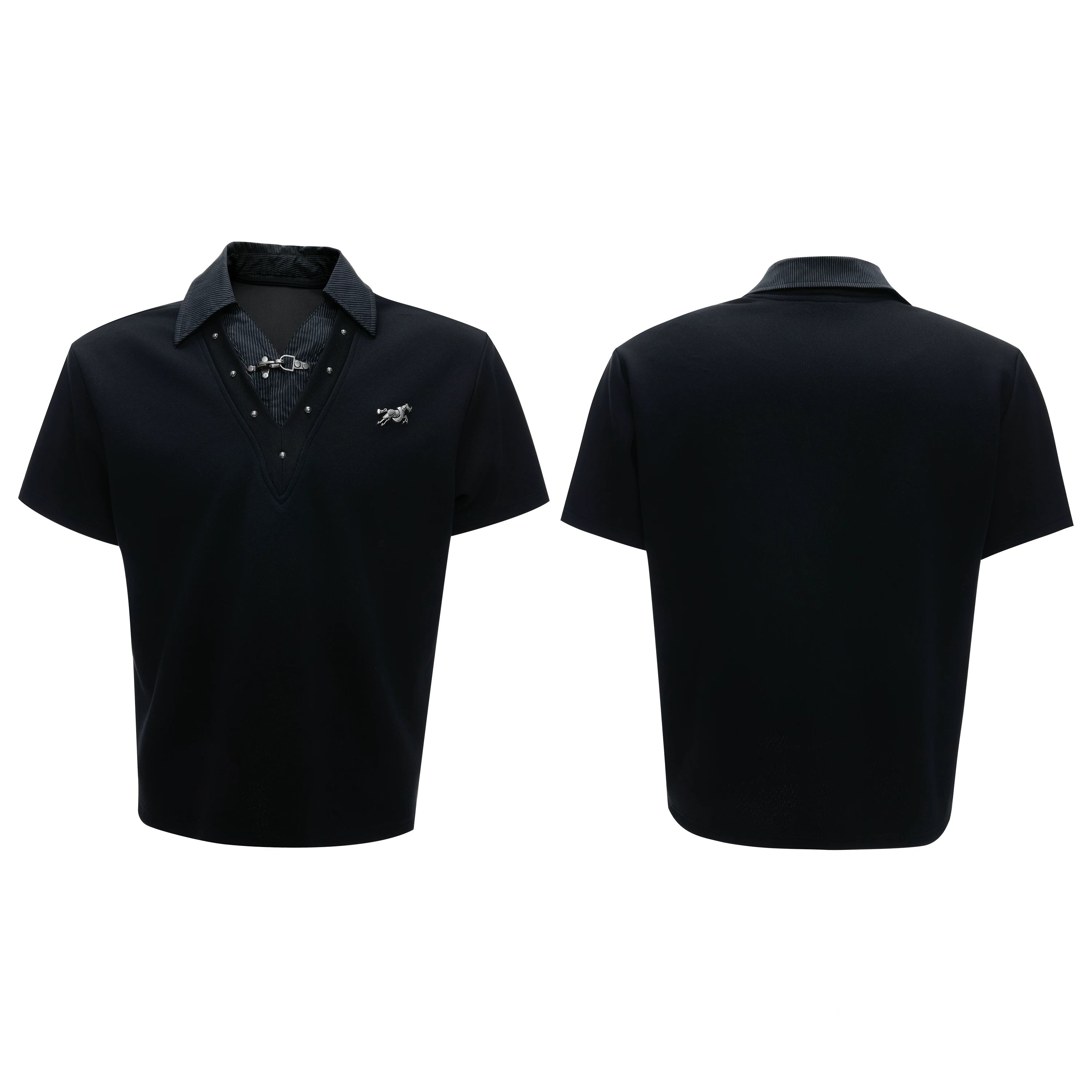 Layered Studded Polo Tee