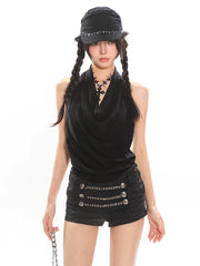 【25s May.】Twist Back Elastic Knit Crop Top