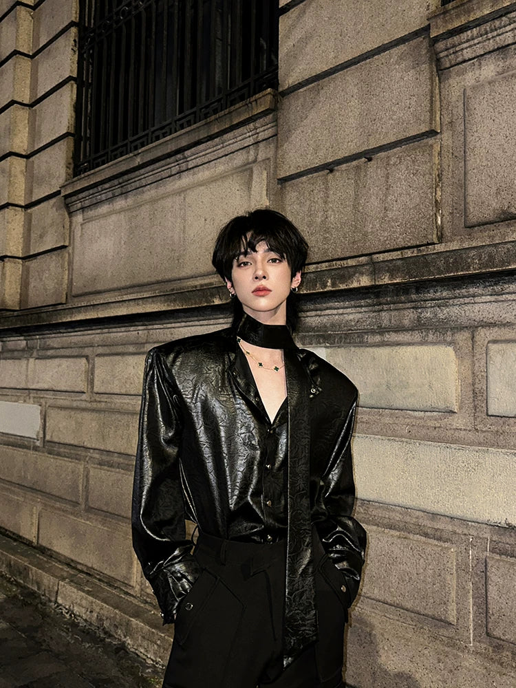 【26s Jan.】Minimal Leather Long-Sleeve Shirt Jacket