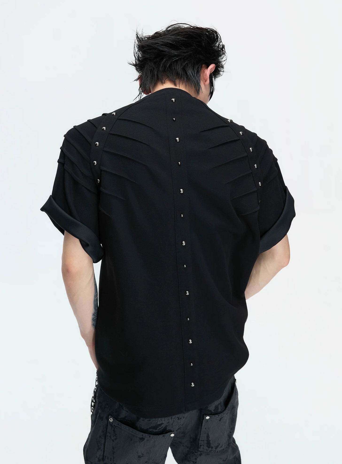 【26s Apr.】Studded Pleated Spine Structure Tee