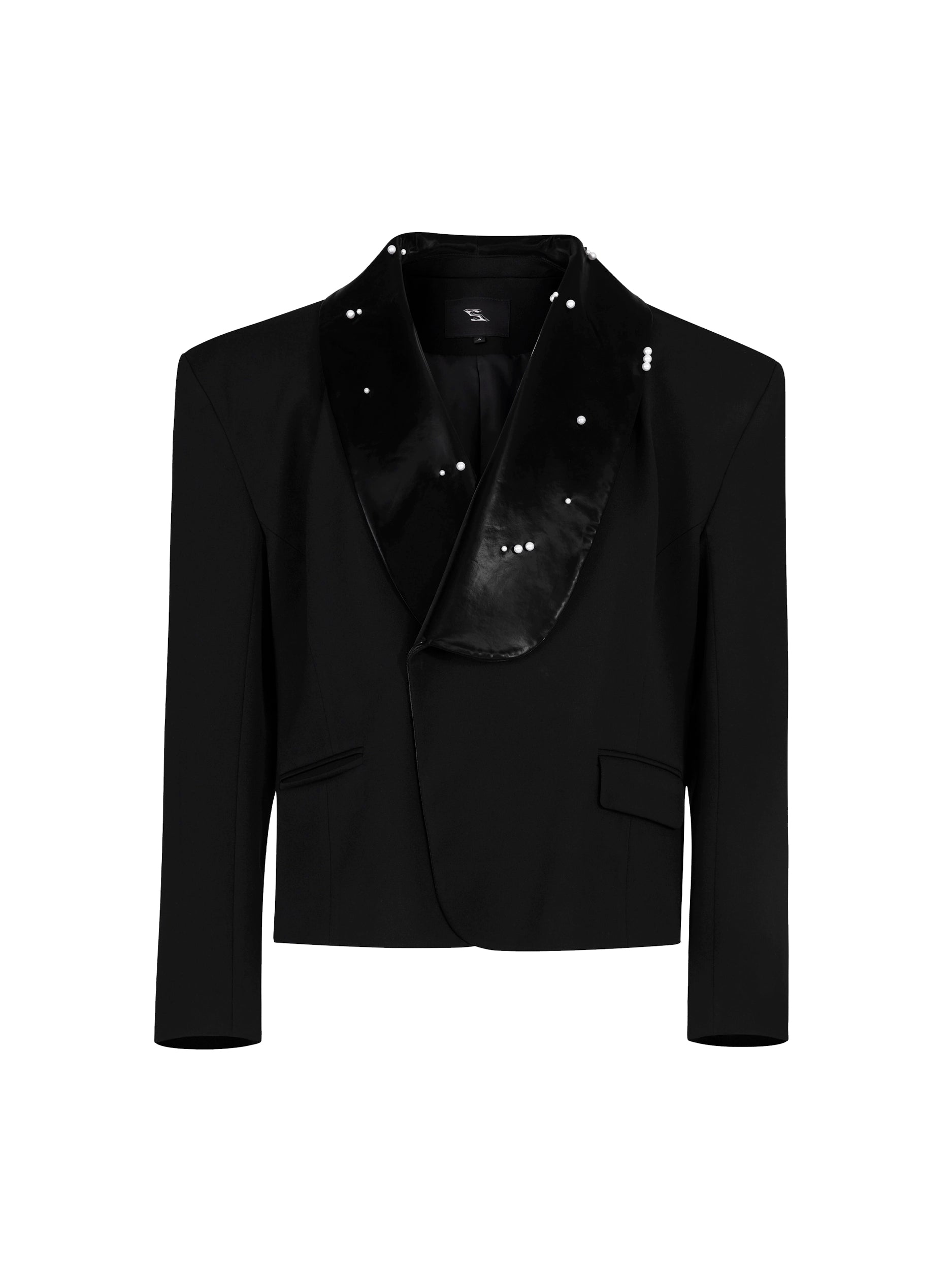 【25s Oct.】PU Leather Pearl Stitching Suit Jacket / Pants