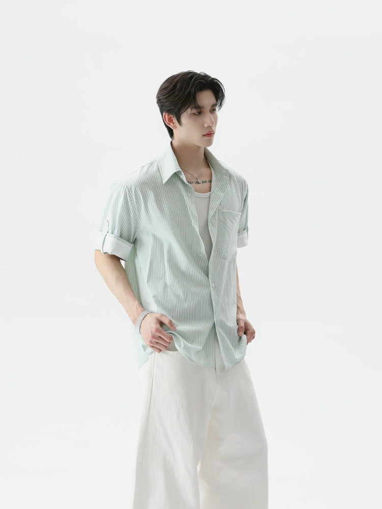 【25s Aug.】Summer Simple Design Striped Shirt