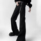 【25s Jul.】Extended Flared Slim Black Draped Trousers