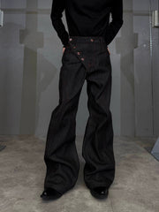 【26s Feb.】14.5oz Raw Selvedge Black Slight Flare Denim Pants