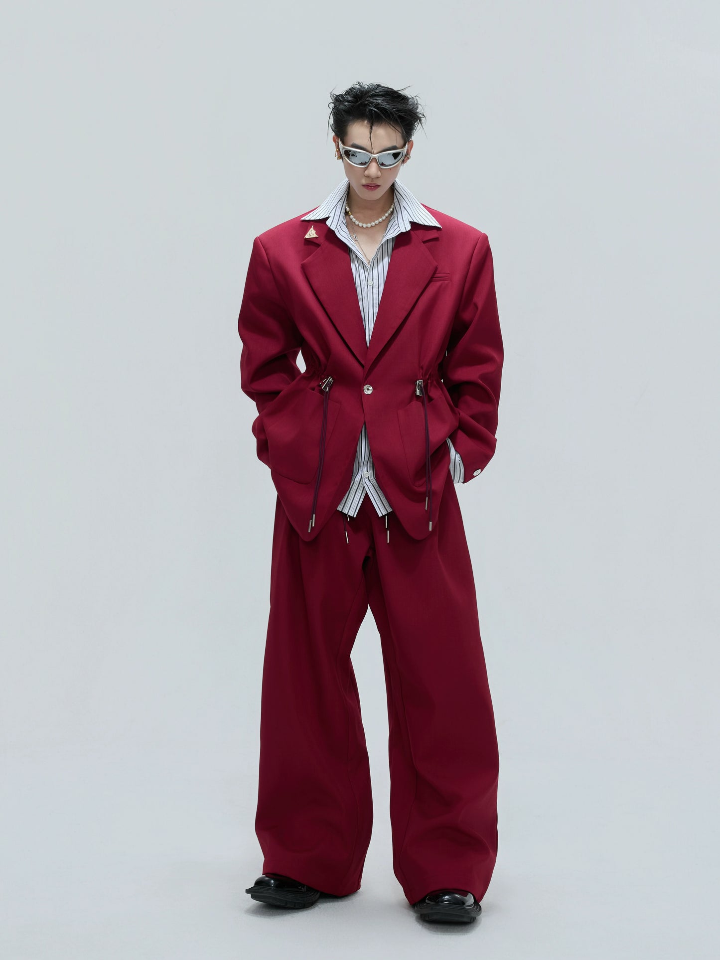 【25s Nov.】Drawstring Waist Padded Shoulder Suit/ Trousers