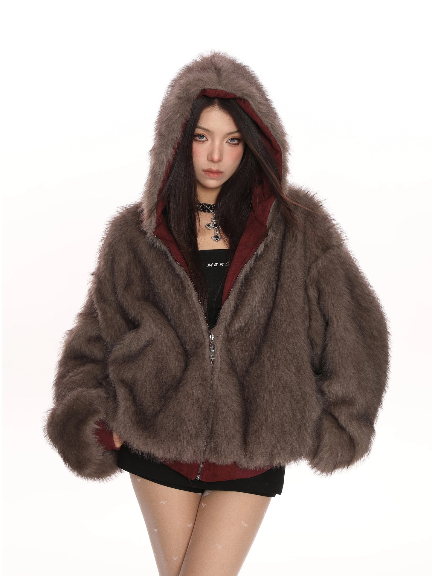 【25s Feb.】Suede Eco-friendly Fur Double-sided Cotton Jacket