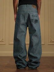 Baroque Relief Straight Denim Jeans